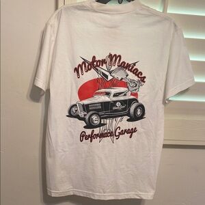 New White Motor Maniacs Hot Rod 8 Ball Graphic Tee SZ Med